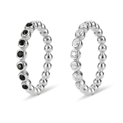 Gold Beaded CZ Stacking Ring