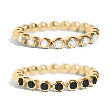 Gold Beaded CZ Stacking Ring