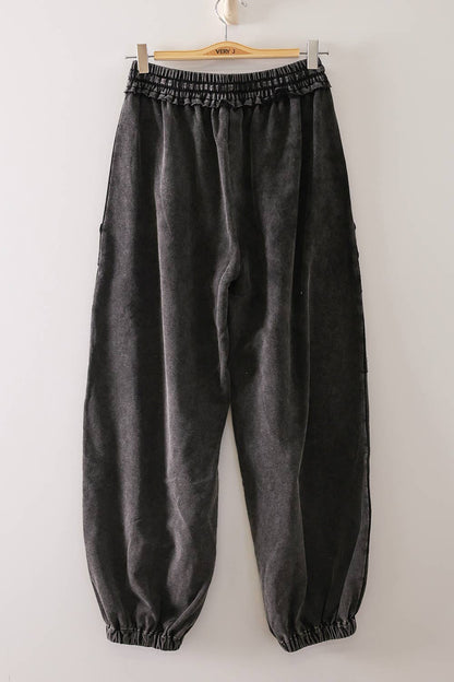 NP71148-Vintage Wash Cargo Jogger Pants: DENIM / S-M-L/2-2-2