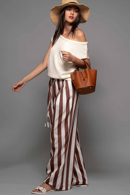 Breezy Linen-Blend Striped Wide-Leg Pants: GREEN / S-2/M-2/L-2