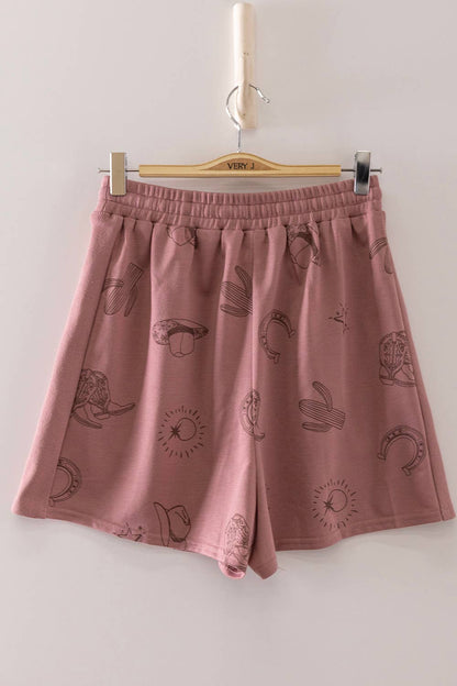 NT12708SET-Western Print Lounge Set: MAUVE / S-M-L/2-2-2