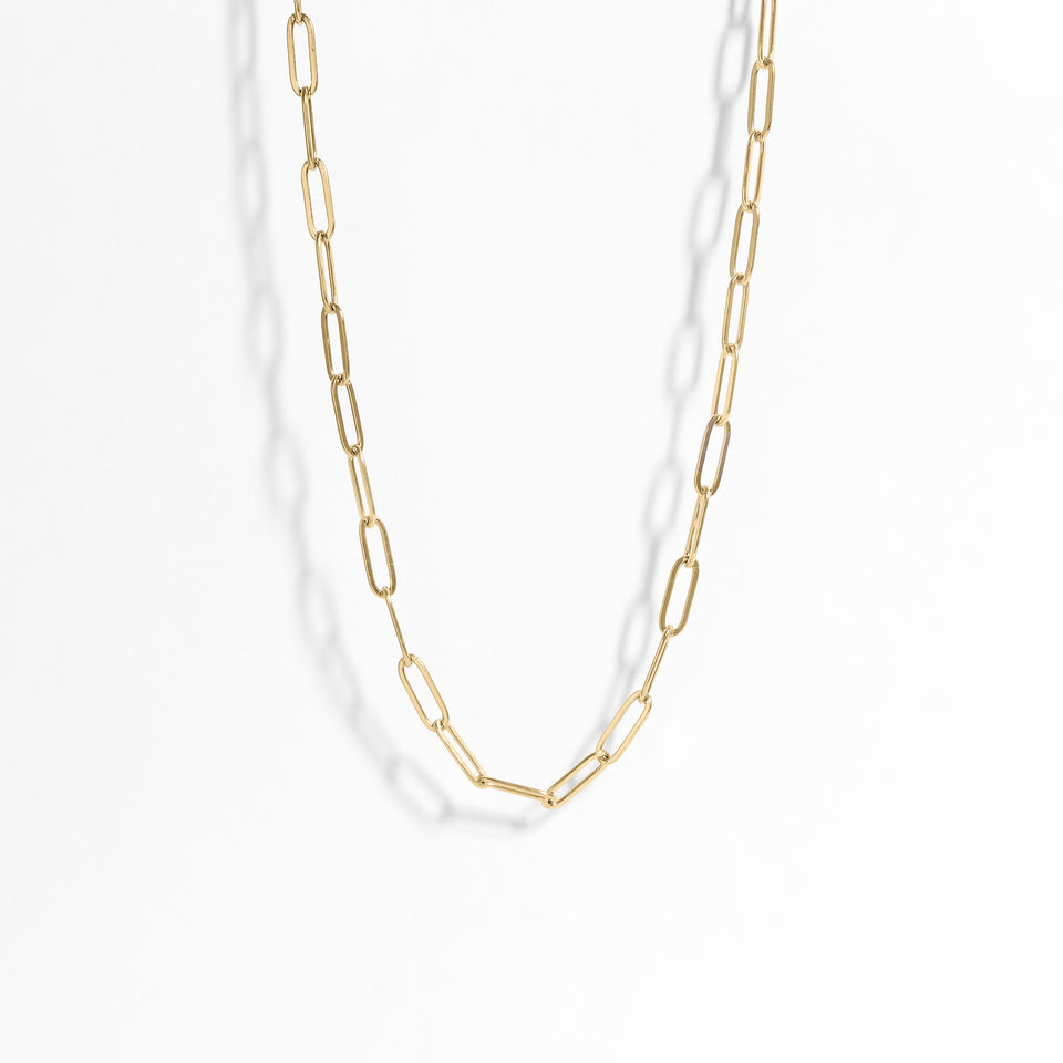 2.5mm Gold Paperclip Chain Necklace