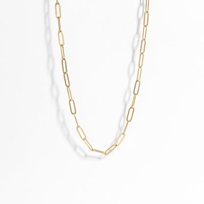 2.5mm Gold Paperclip Chain Necklace