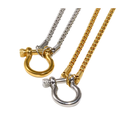 Box Chain Carabiner Charm Holder Necklace - Cluster