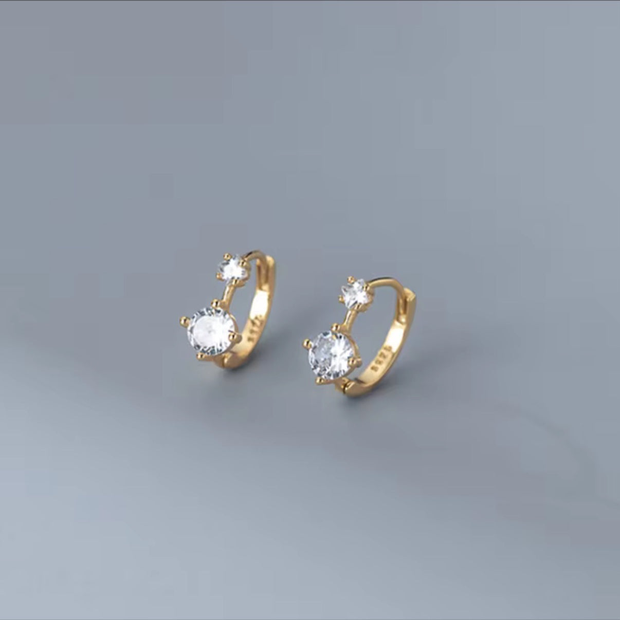 Gold Double CZ Huggies