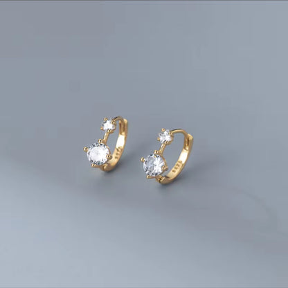 Gold Double CZ Huggies