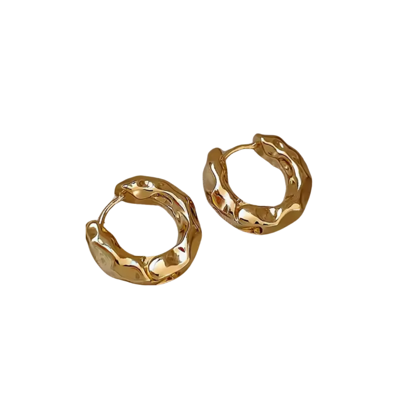 Silver Hammered Huggie Hoop Earrings