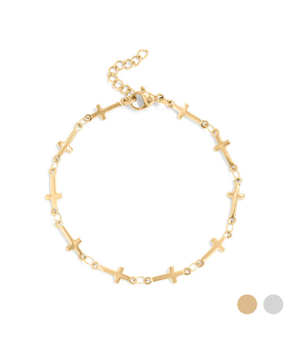 Gold Cross Chain Bracelet