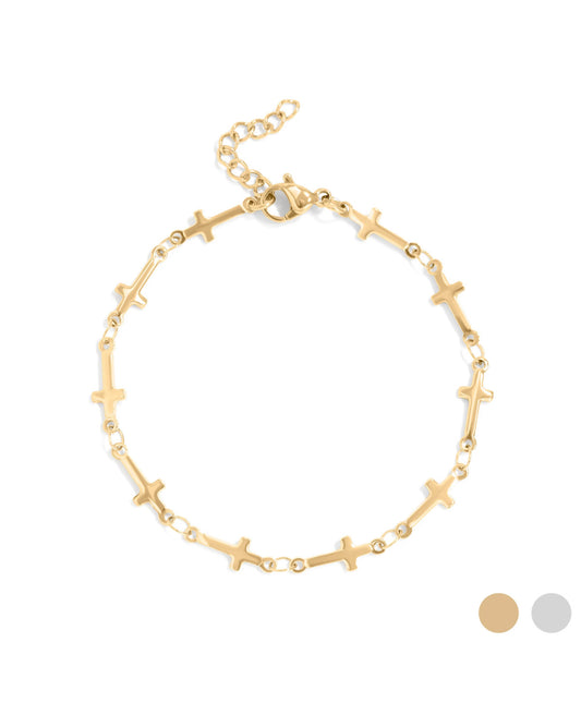 Gold Cross Chain Bracelet