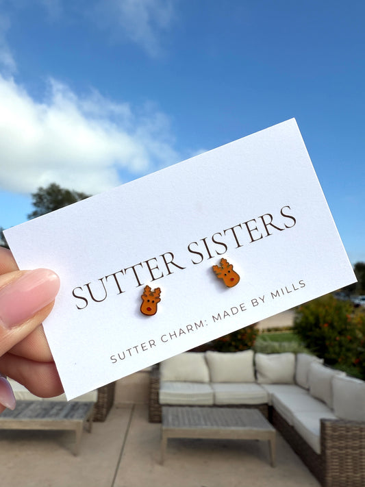 Gold Christmas Reindeer Flat Back Studs