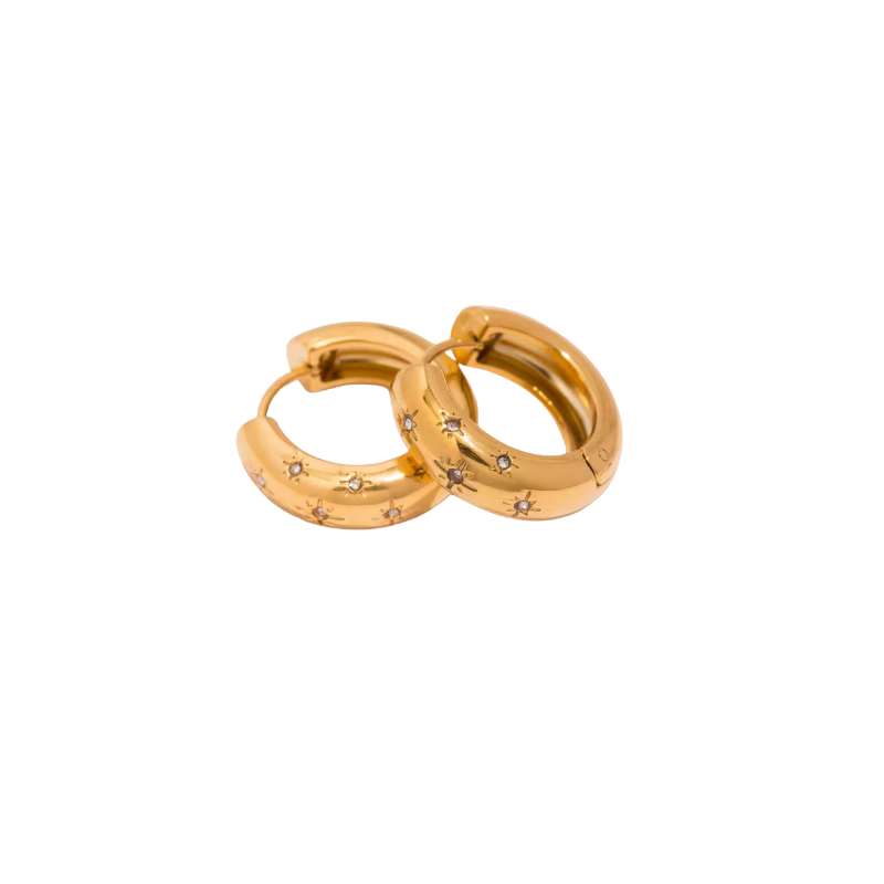 Gold CZ Constellation Huggie Earrings