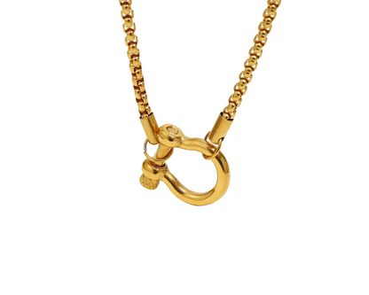 Box Chain Carabiner Charm Holder Necklace - Cluster