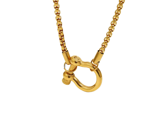 Box Chain Carabiner Charm Holder Necklace - Cluster
