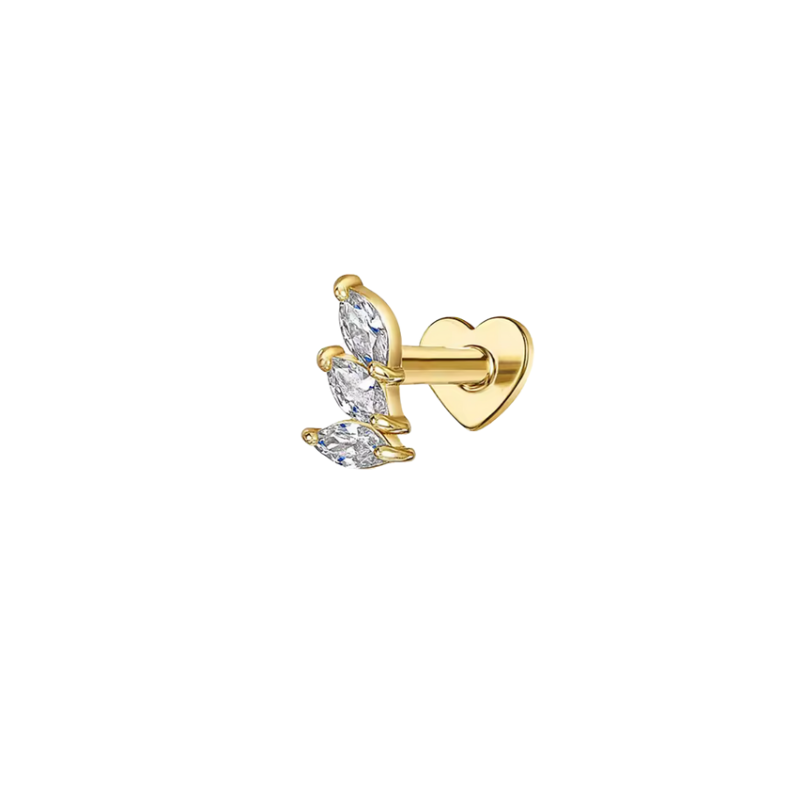 Gold Marquise CZ Single Earring