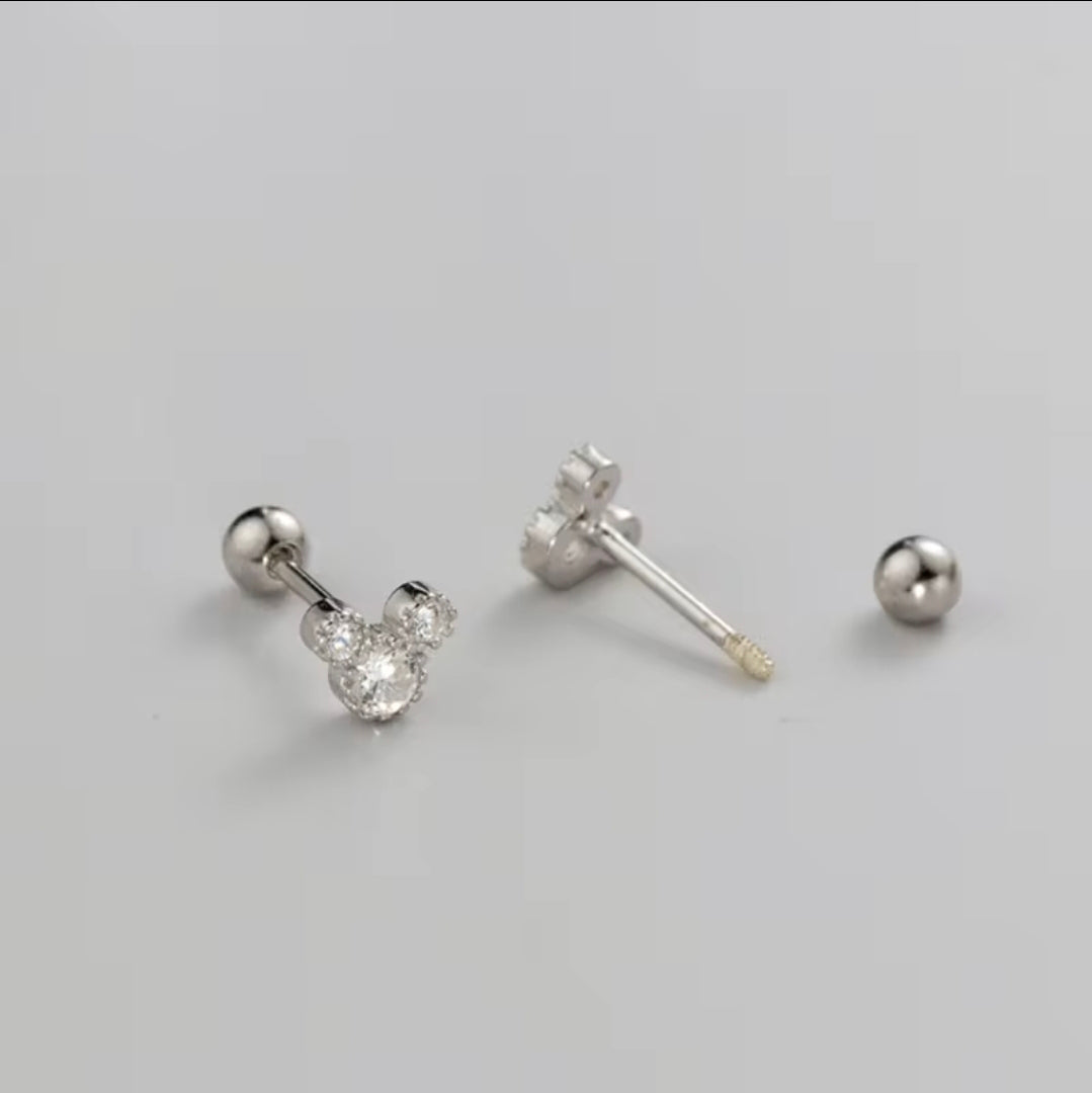 Silver Disney Mouse Earrings