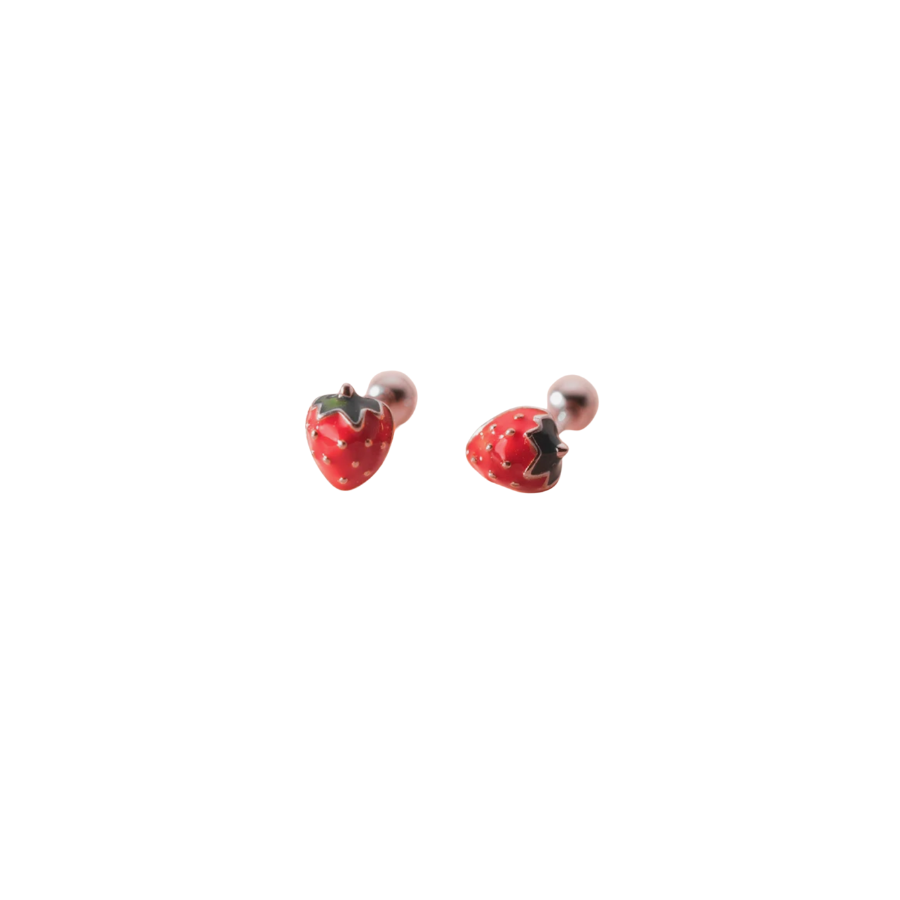 Gold Mini Strawberry Stud Earrings