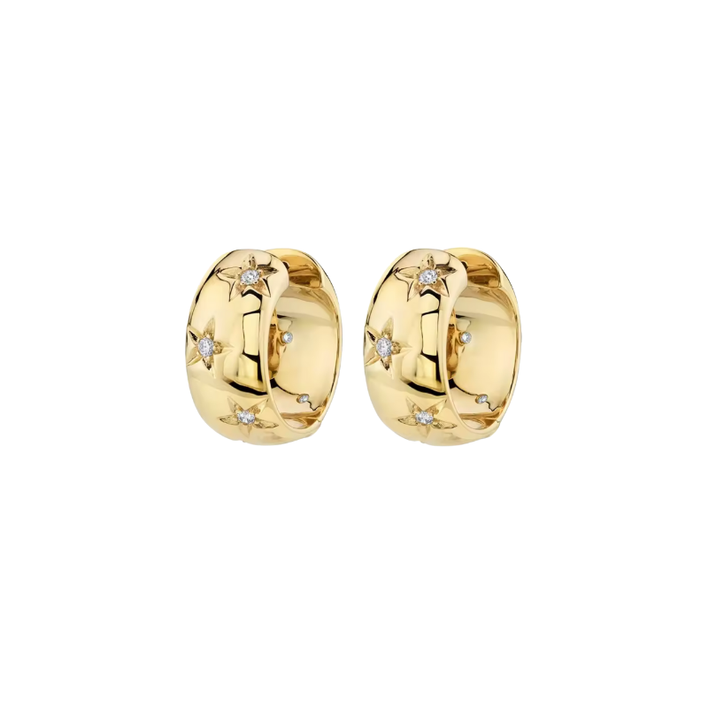 Gold Filled CZ Stars Huggie Hoop Earrings