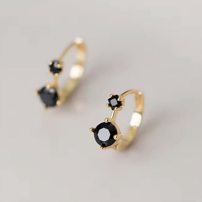 Gold Double CZ Huggies