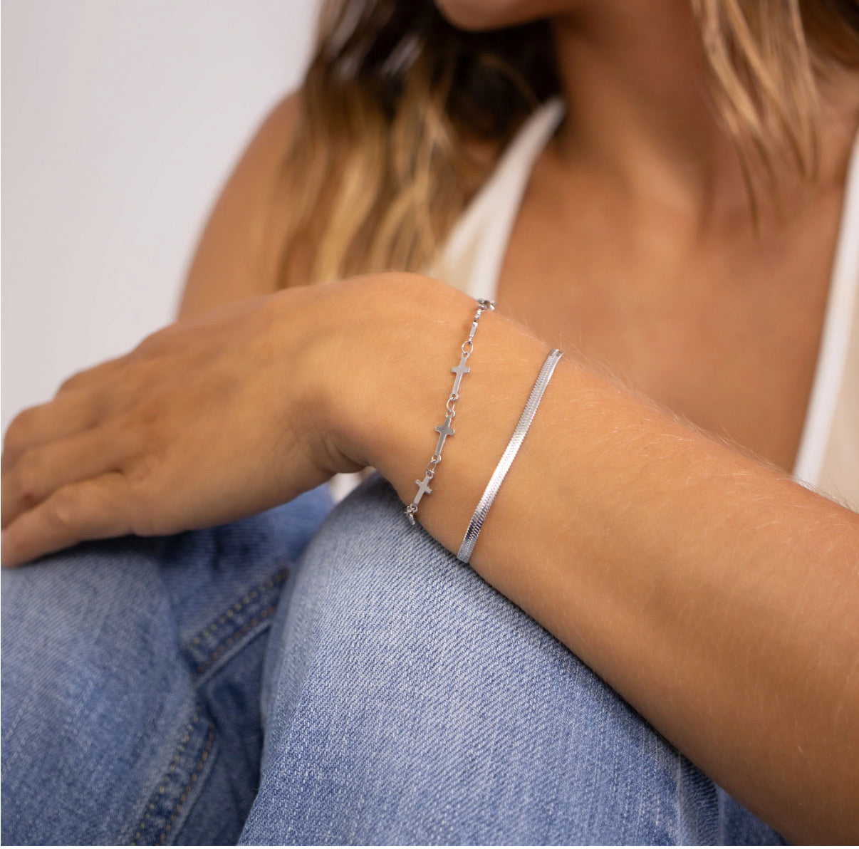 Gold Cross Chain Bracelet