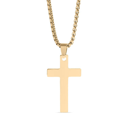 Gold Cross Pendant Box Chain