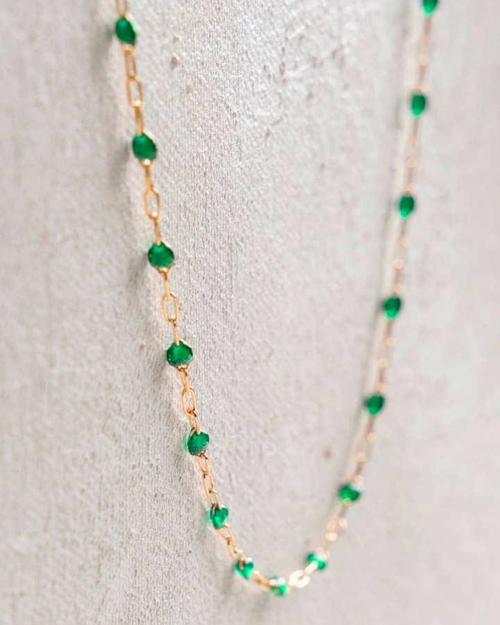 Gold Filled Emerald Bead Necklace