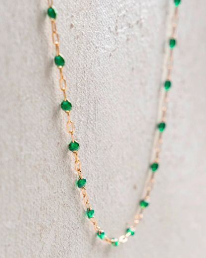 Gold Filled Emerald Bead Necklace