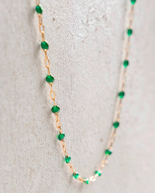 Gold Filled Emerald Bead Necklace