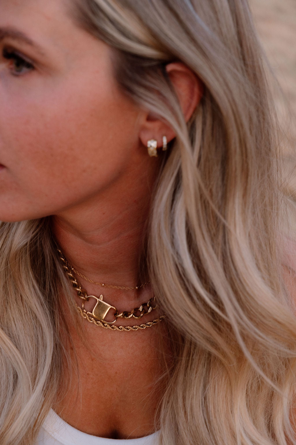 Gold Diamond Cut Curb with Clasp Necklace