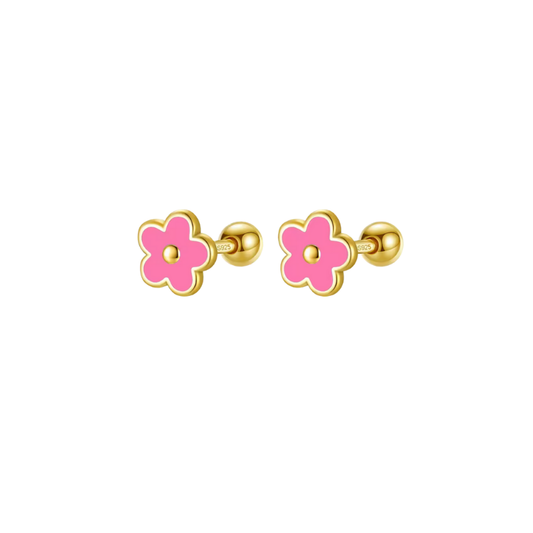 Pink Gold Filled Flower Earrings