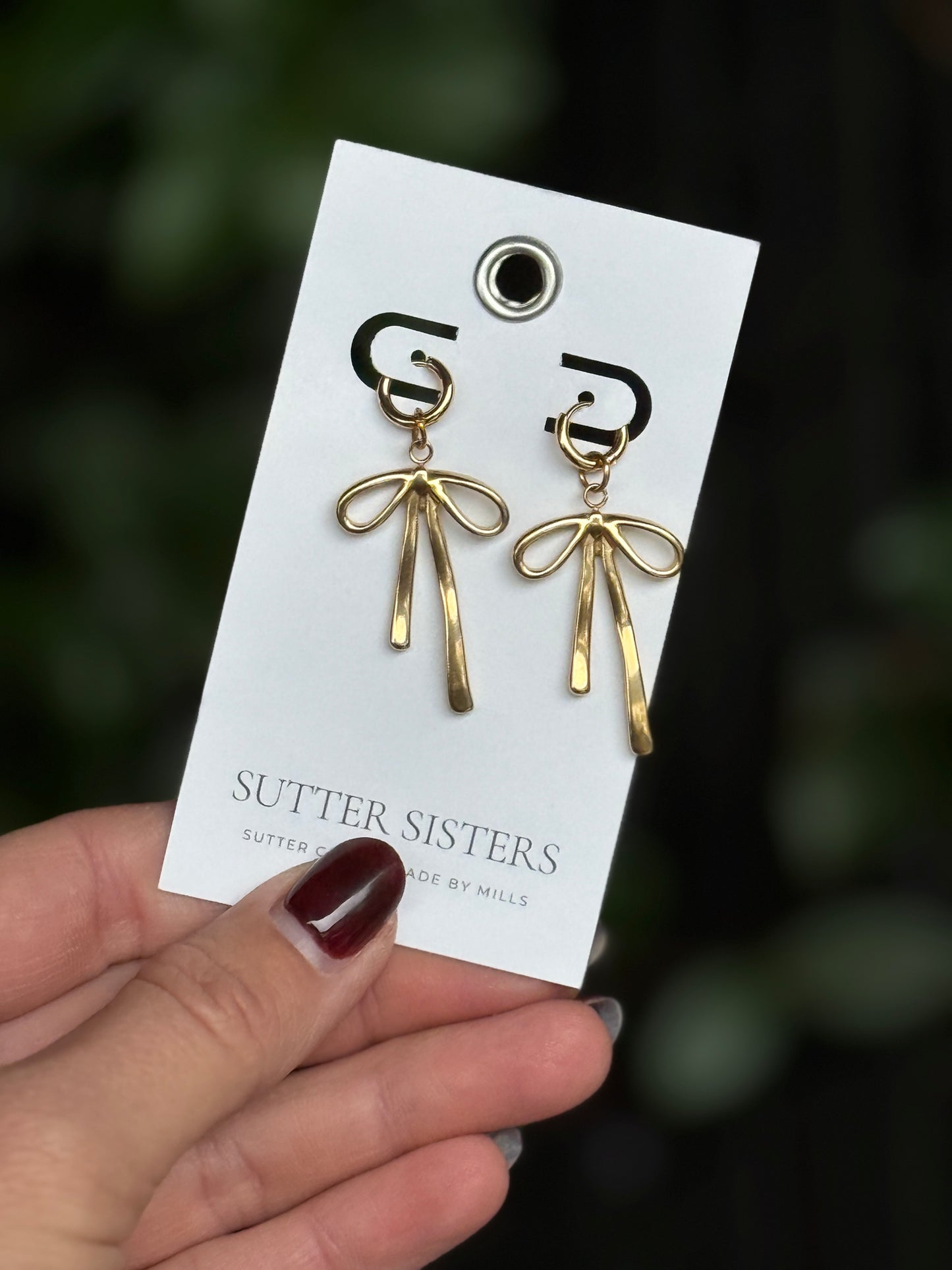 Silver Bow Drop Earrings