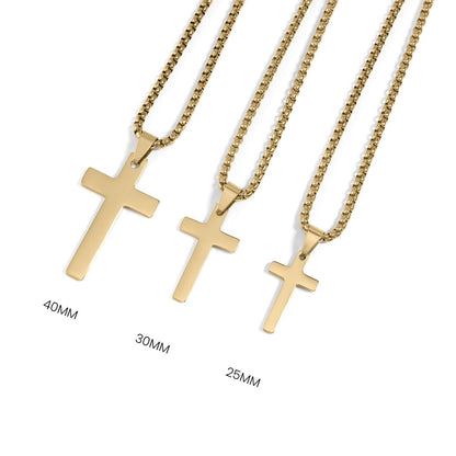 Gold Cross Pendant Box Chain