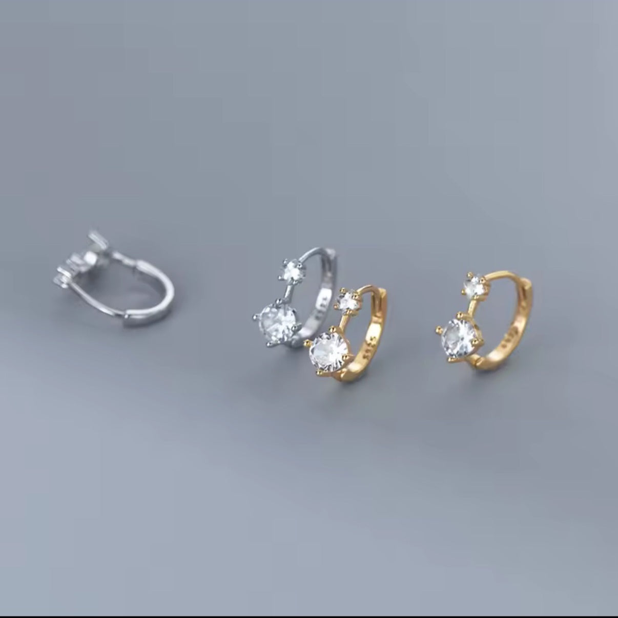 Gold Double CZ Huggies