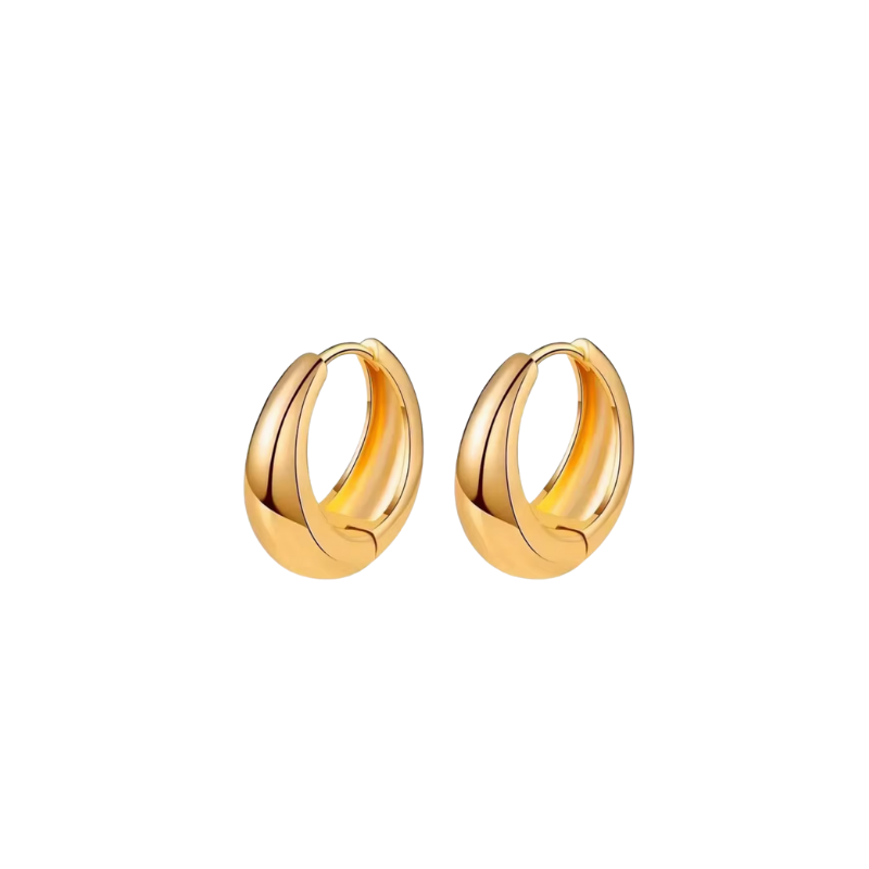 Gold Sleek Drop Hoop Earrings