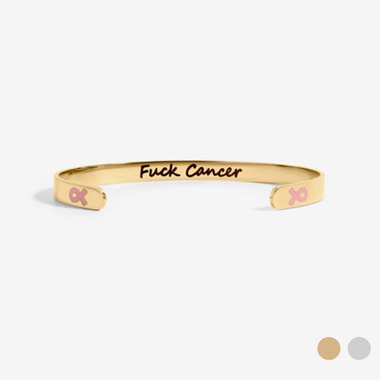 Silver F* Cancer Cuff Bracelet