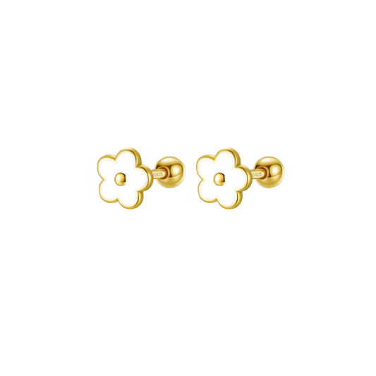 White Gold Filled Flower Earrings