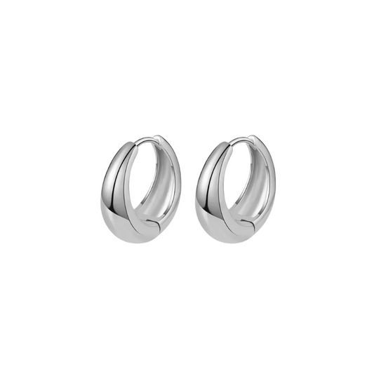 Silver Sleek Drop Hoop Earrings