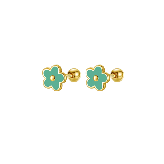 Green Gold Filled Flower Earrings
