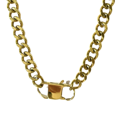 Gold Diamond Cut Curb with Clasp Necklace