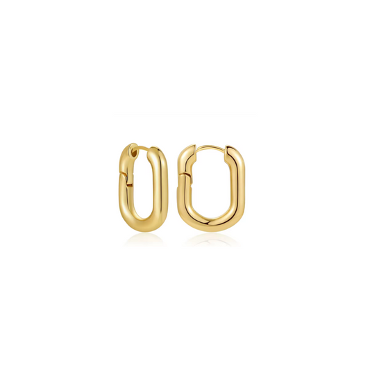 Gold Chunky Oval Huggie Earrings