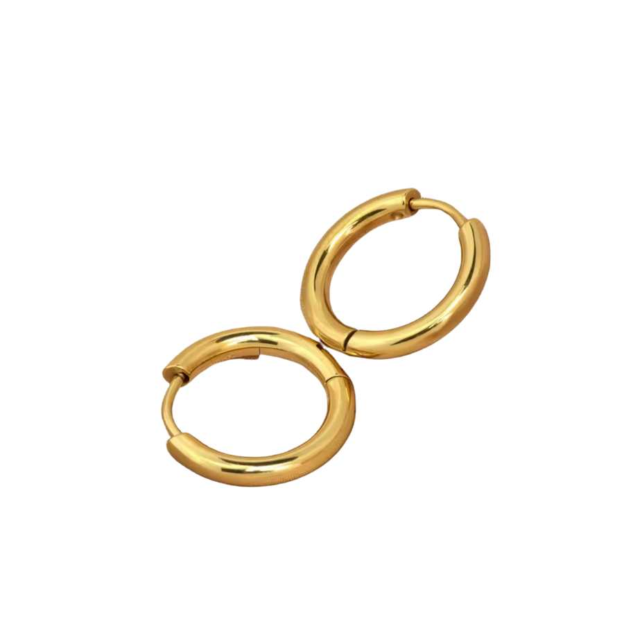 Gold Circle Huggie Hoop Earrings