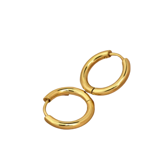 Gold Circle Huggie Hoop Earrings