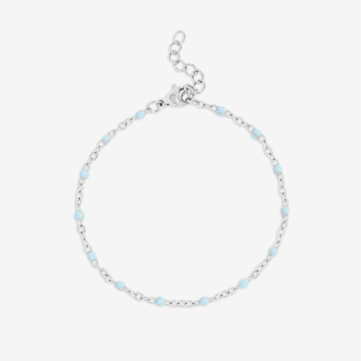 Silver with Turquoise Enamel Cable Chain Bracelet
