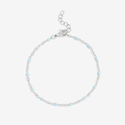 Silver with Turquoise Enamel Cable Chain Bracelet