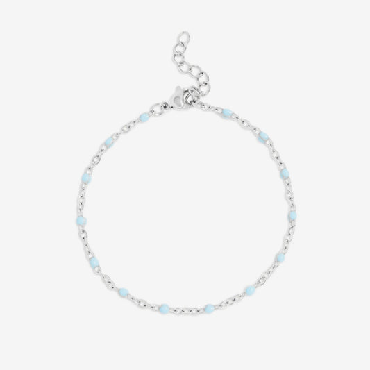 Silver with Turquoise Enamel Cable Chain Bracelet