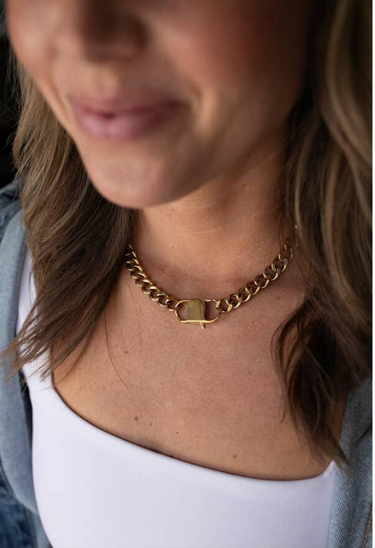 Gold Diamond Cut Curb with Clasp Necklace