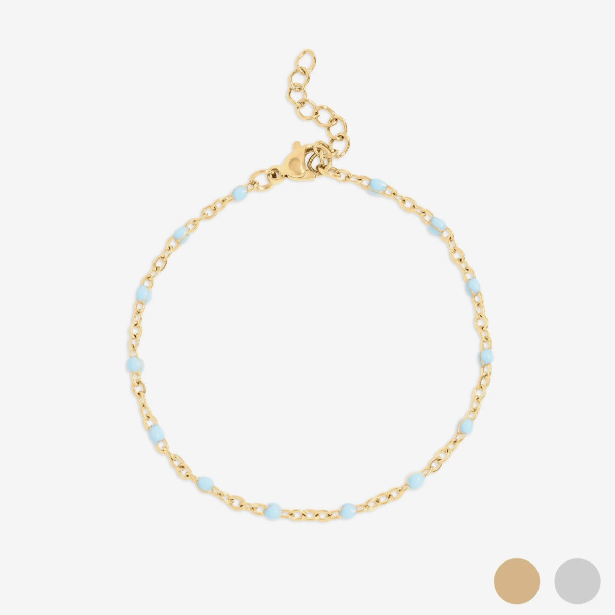 Silver with Turquoise Enamel Cable Chain Bracelet