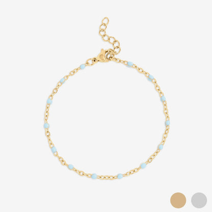 Silver with Turquoise Enamel Cable Chain Bracelet