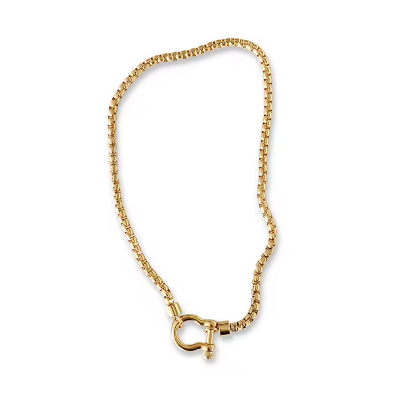 Box Chain Carabiner Charm Holder Necklace - Cluster