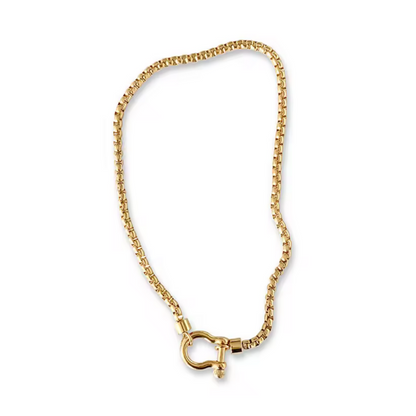 Box Chain Carabiner Charm Holder Necklace - Cluster