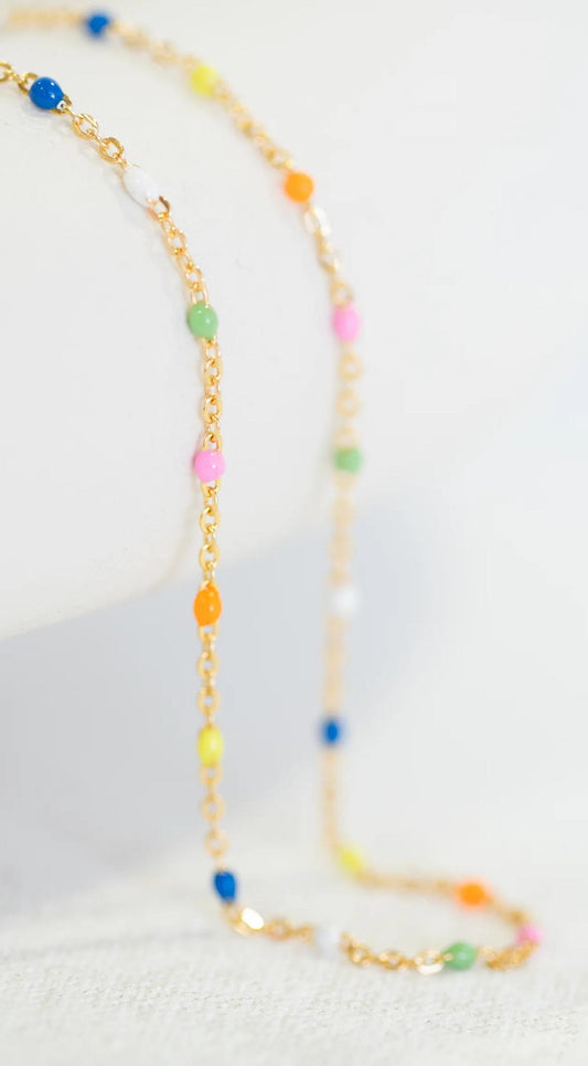Gold Filled Cable Dream Color Enamel Bead Necklace